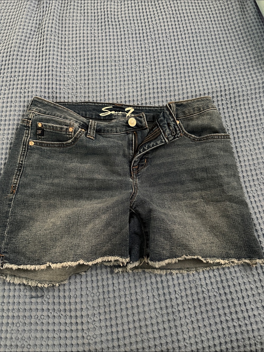Seven7 Women's Washed Black Denim Cutoff Shorts